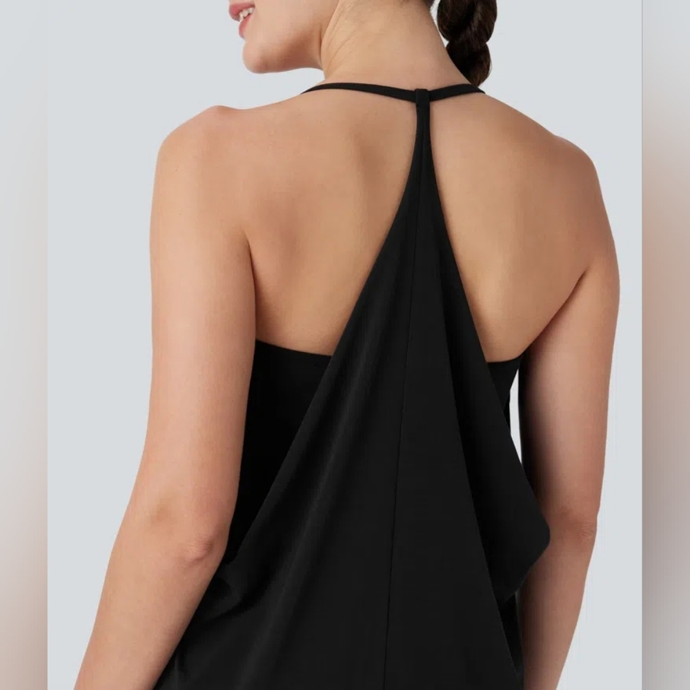 XS Halara SoftlyZero™ Airy Halter Draped Cool Touch Yoga Sports Top D-F Cups